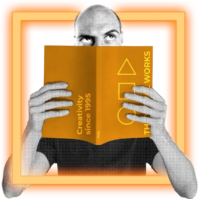 Designer reading a book
