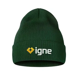 igne branding on a beanie