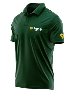 igne brand on a mens polo shirt