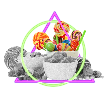 A large pile of colourful confectionary to symbolise that are services are very sweet